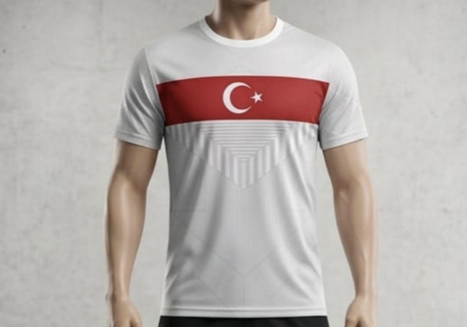 Beyaz Bayraklı Tasarım Tişört