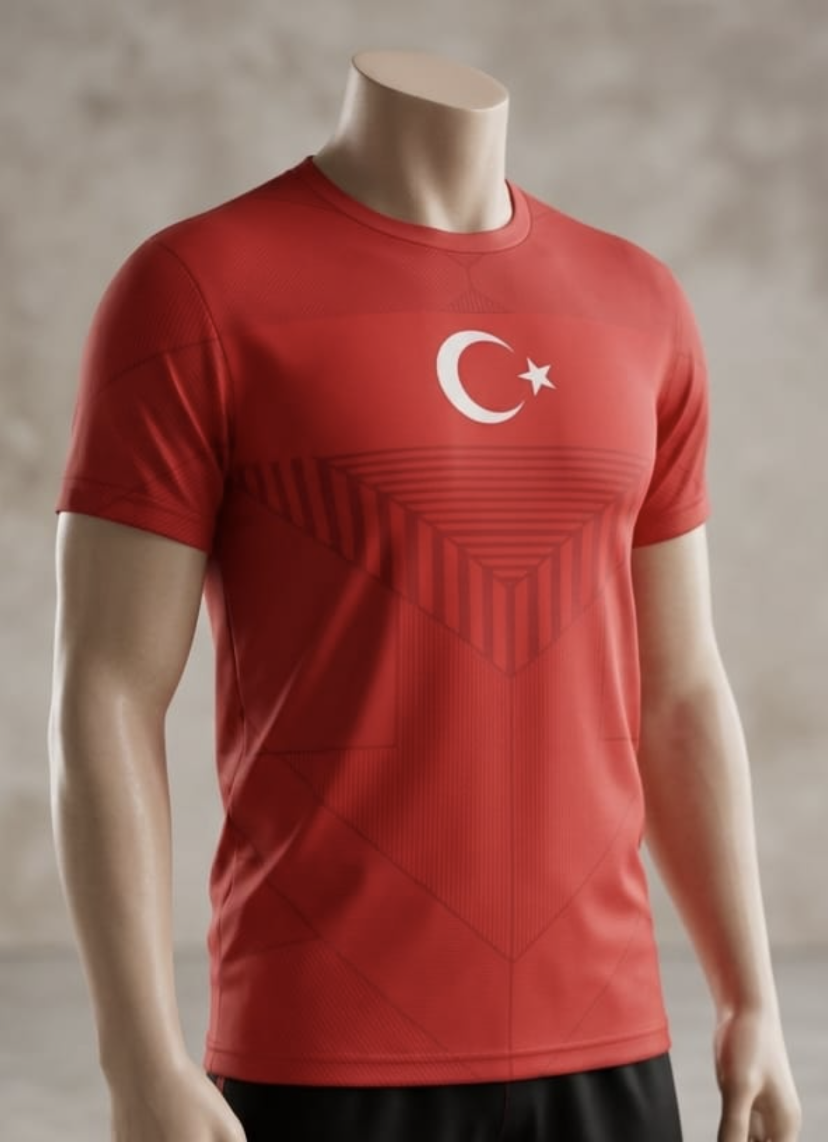 Kırmızı Bayraklı Tasarım Tişört